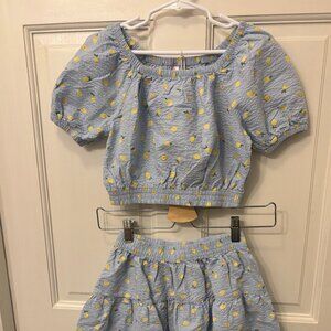 NWT Joe Fresh Girls lemon skirt set, size 7-8